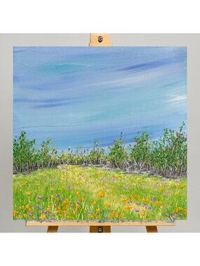A Walk In The Park Acrylic Painting 8" x 8" Unframed Nature Themed Wall Art